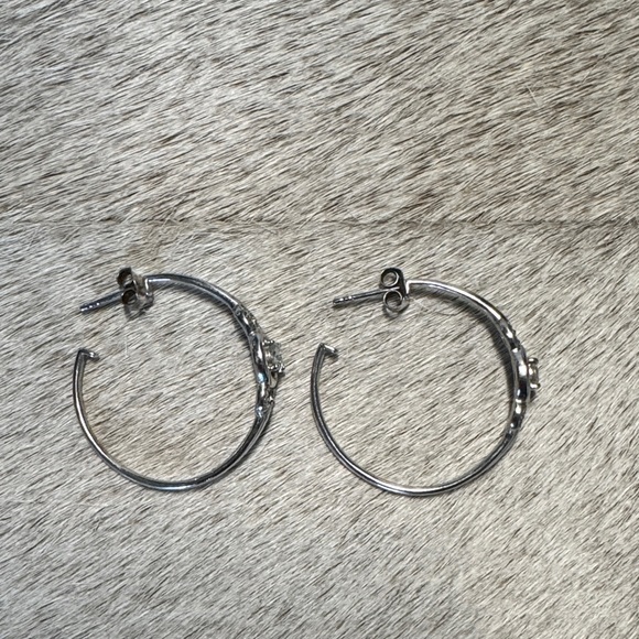 Stunning Silver Rhodium Plated Lab Created Drop Earrings - Picture 2 of 4